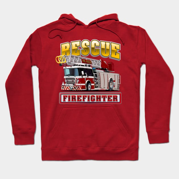 Cartoon Fire Truck Hoodie by Mechanik